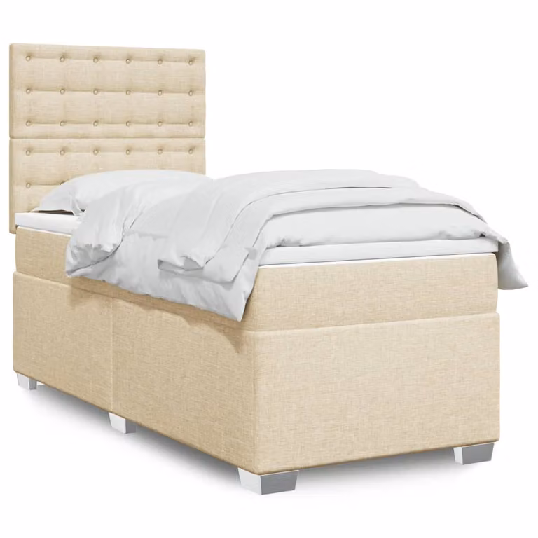 Giroletto a molle con materasso vidaXL in tessuto beige e bianco, L 80 cm x P 200 cm