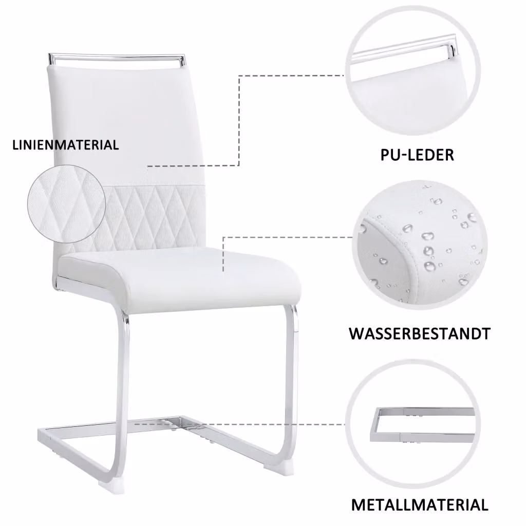 Sedia ergonomica REDOM bianca con schienale in ecopelle e tessuto, L: 42 cm, P: 48 cm, H: 95 cm – 2