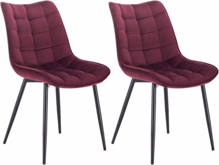 Sedie per sala da pranzo - Velluto bordeaux - Sedia a conchiglia - set di 2