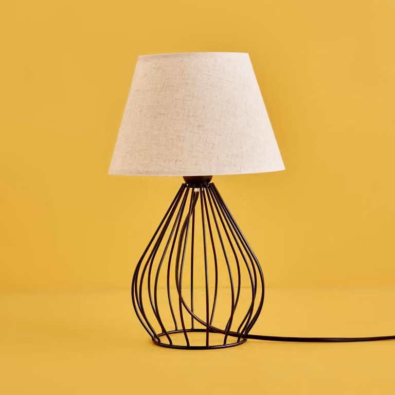 Opviq, AYD-3425, lampada da tavolo, 100 % tessuto, crema, 22 x 22 x 37 cm