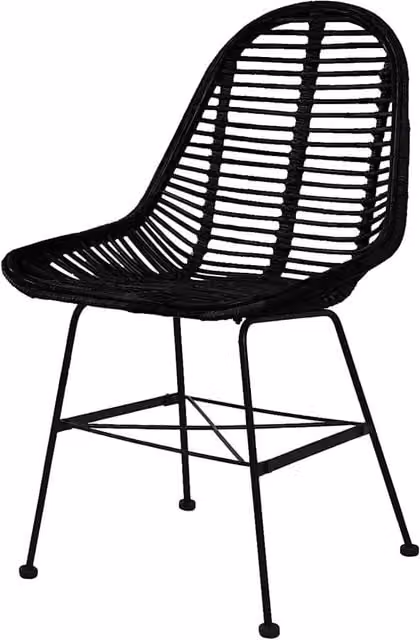 Sedie da Pranzo 6 pz Nere in Rattan Naturale 275499