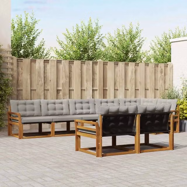 Set di divani da esterno 8 pz Grigio Naturale e Chiaro 3369578