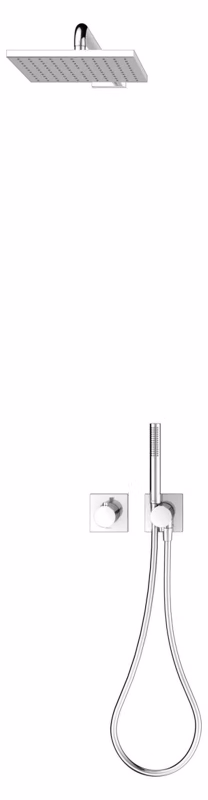 KEUCO IXMO Set de douche 8 Robinetterie thermostatique, 2 consommateurs avec support de douche et pomme de douche, rosace carrée, 59653010802, 59653010802
