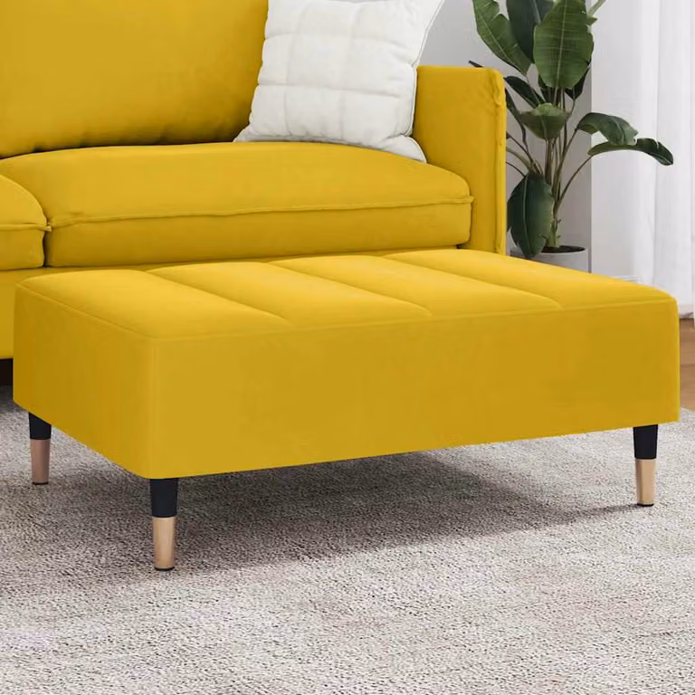 Poggiapiedi vidaXL in Velluto Giallo con Struttura in Metallo L: 77 cm, P: 55 cm, H: 31 cm