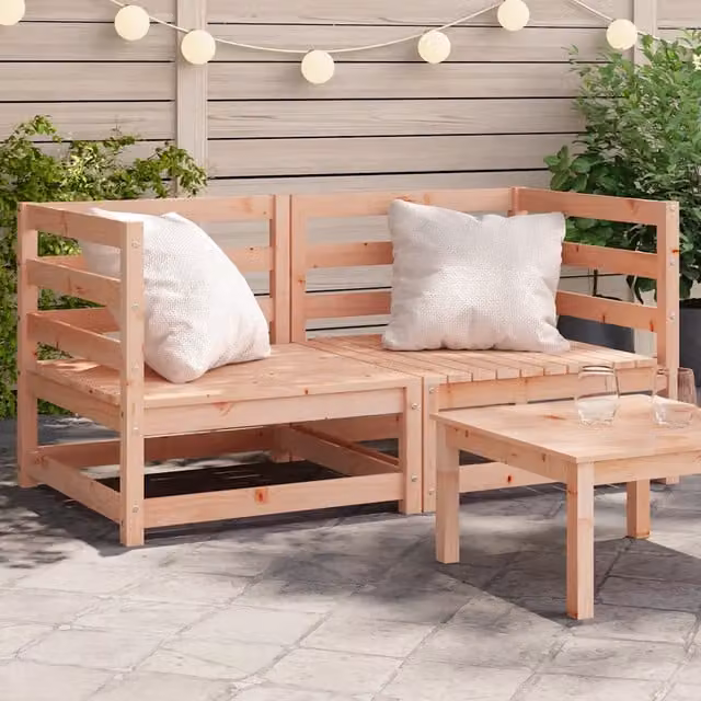 Divano componibile-Divani Angolari Giardino 2pz 70x70x67cm Legno Massello Douglas