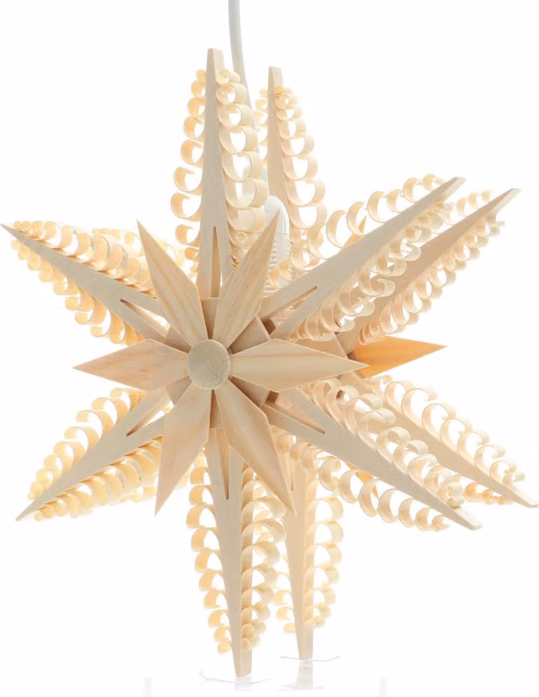 Ornamento per finestra con doppia illuminazione elettrica al centro e stella in legno LxHxP=24x24x8cm NUOVO