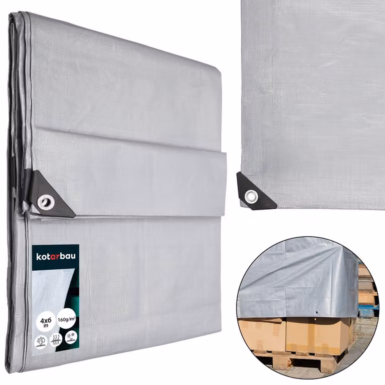 KOTARBAU® Telo Impermeabile Esterno Polietilene 4x6 m Argento 160 g/m² Telo Sotto Piscina Fuori Terra Telo Impermeabile