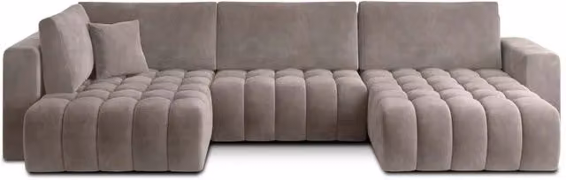 Divano angolare convertibile BONITA MEUBLORAMA beige effetto tessuto, 6 posti con funzione letto e seduta sollevabile, lato destro, L 350 cm x P 175 cm