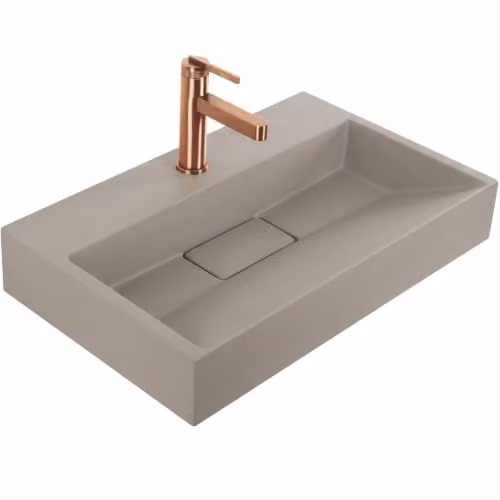Rea - Lavabo in conglomerato Goya Taupe 60 cm - 60 x 37 x 14 cm