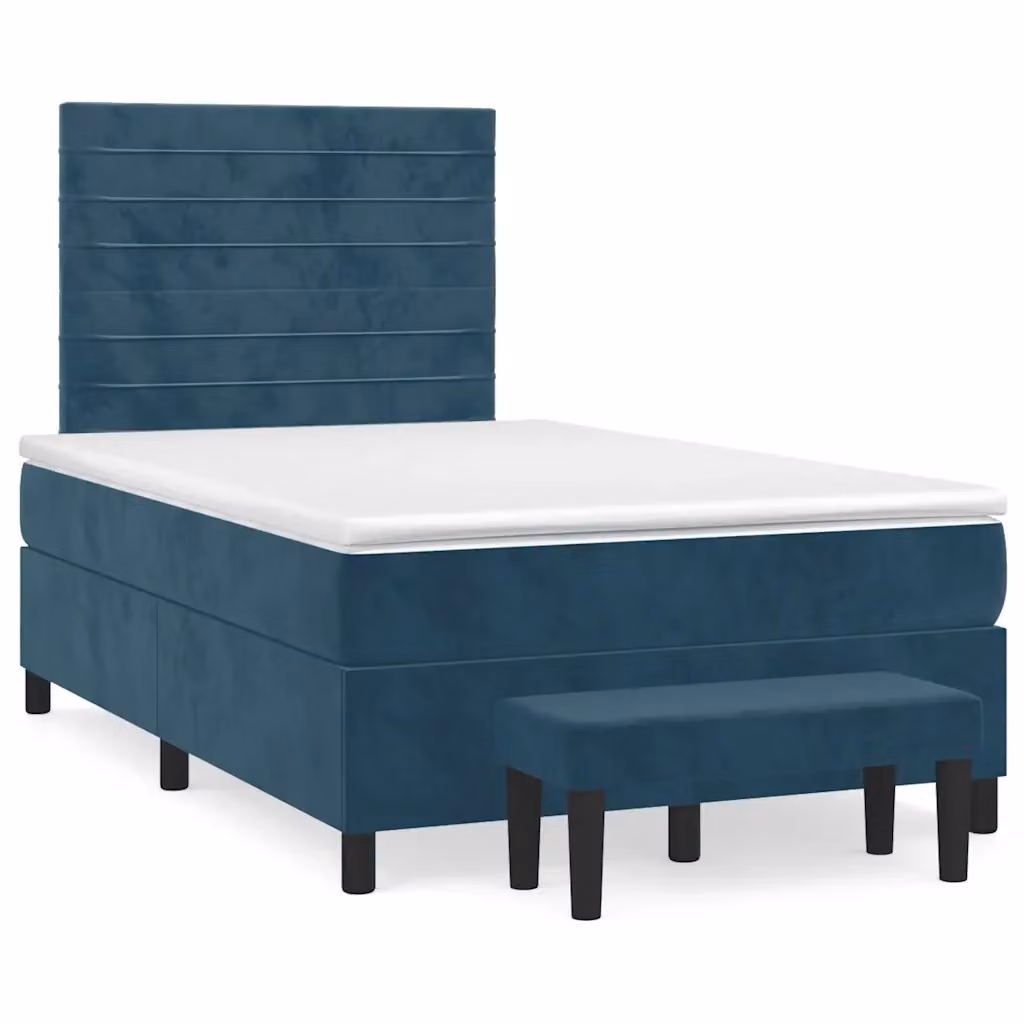 vidaXL Giroletto a Molle con Materasso in Velluto Blu Scuro, L/P/H: 120 x 200 cm – 2
