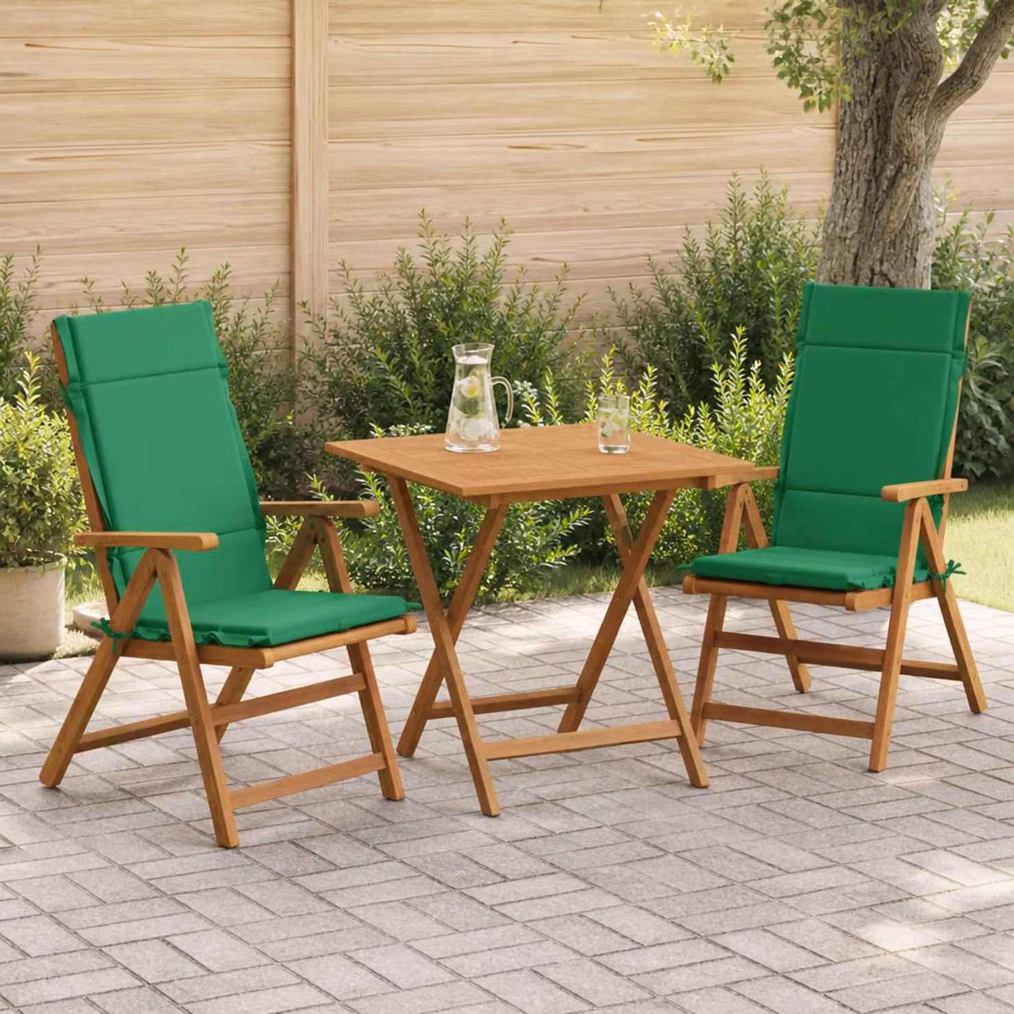 Set di 2 cuscini per sedia alta vidaXL GEMERT in poliestere, colore verde, con rivestimento rimovibile e antiscivolo
