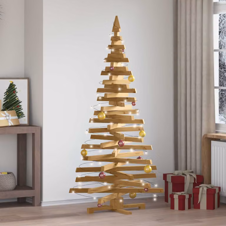 Albero di Natale vidaXL in legno di pino massello, colore marrone, Altezza: 180 cm