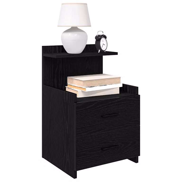 Set di 2 comodini vidaXL neri con 2 cassetti, design moderno e finitura opaca, L 40 cm x P 36,5 cm x H 62 cm