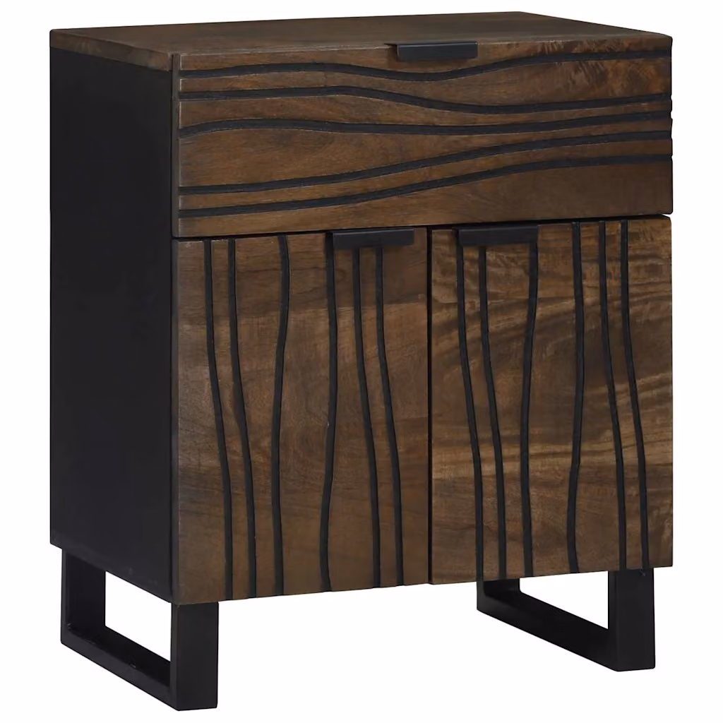 Armadio da Notte vidaXL in Legno di Mango e Acacia, Colore Marrone, L 50 cm x P 33 cm x H 60 cm