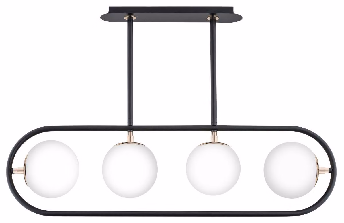 Lampada a sospensione SARAN bianco-nero-oro 4xE14x10W in metallo, dimensioni: 53x80x15 cm, IP20, Alfa