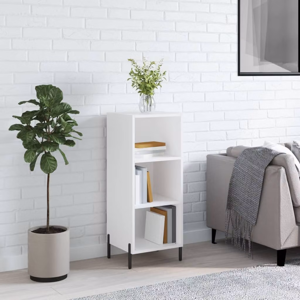 Credenza bianca vidaXL in legno e metallo da appendere al muro L: 34,5 cm, P: 32,5 cm, H: 90 cm