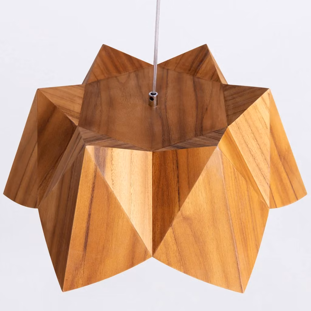 Lampada sospesa Physalis Quintiesse in legno di teak marrone, Ø 46 cm, attacco E27 40W, regolabile e dimmerabile – 2