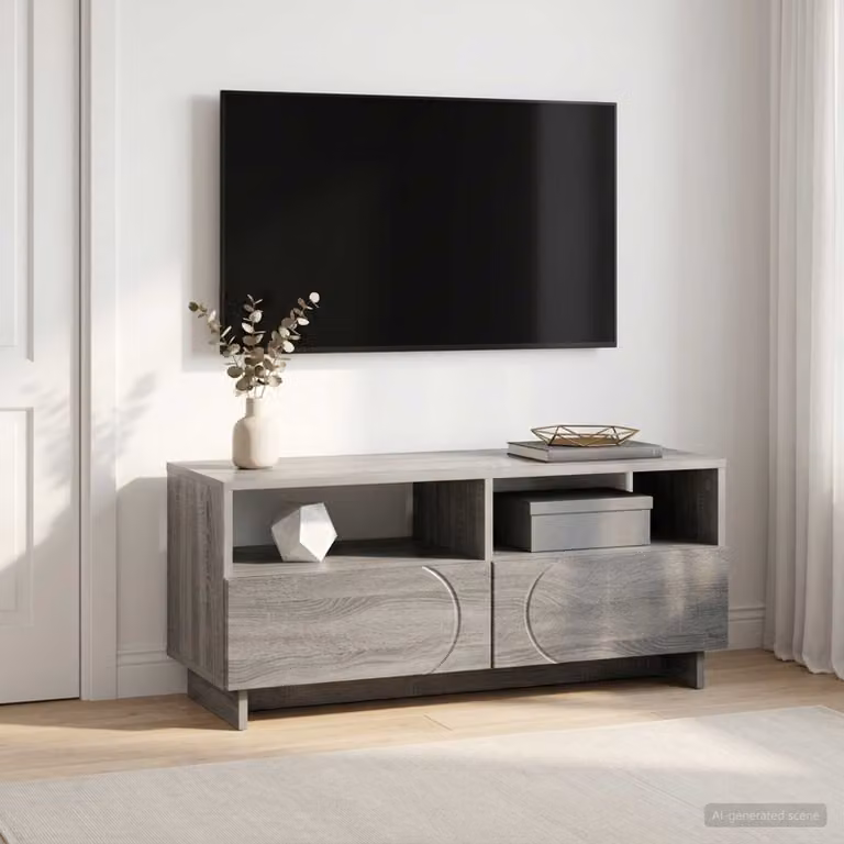 vidaXL Supporto TV moderno in legno e MDF grigio L 90 cm, P 34.5 cm, H 40 cm