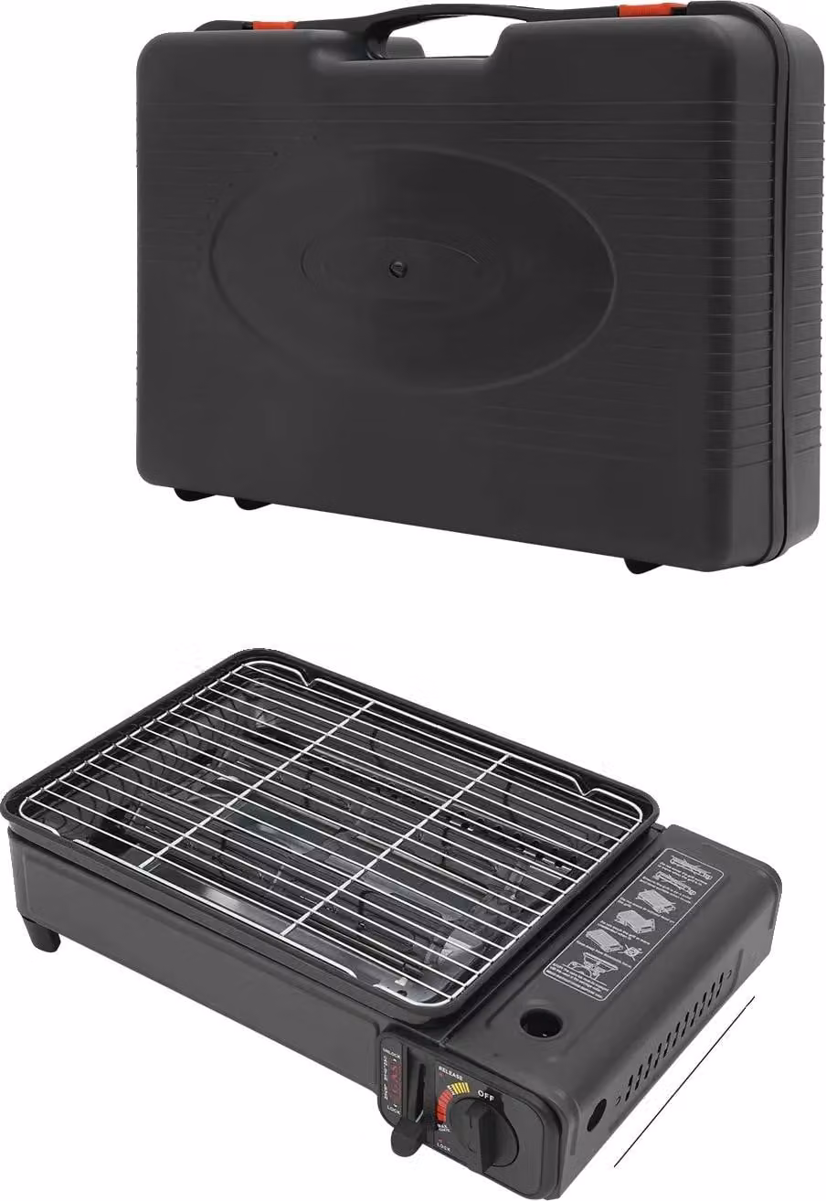 Griglia a gas, design portatile, cottura efficiente, colore nero