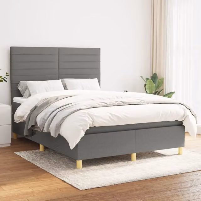 Letto Ibrido con Giroletto a Molle e Materasso vidaXL, Grigio e Bianco, L/P/H: 140 x 190 x 4 cm – 1