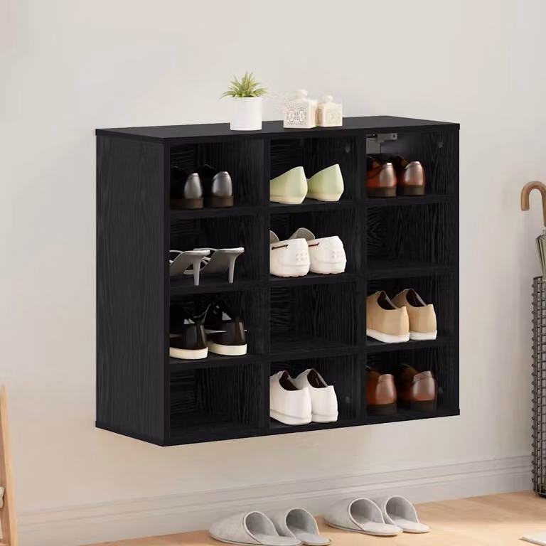Scarpiera moderna vidaXL in legno nero L: 77,5 cm, P: 30 cm, H: 67 cm