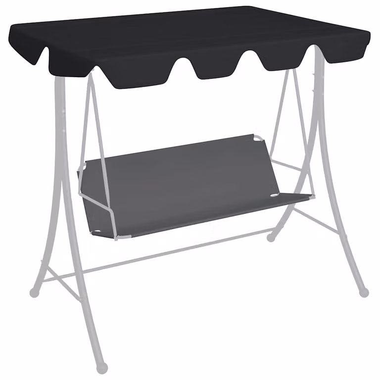 Baldacchino per dondolo da giardino vidaXL in poliestere rivestito in PVC, Nero, L: 188 cm, P: 168 cm, H: 145/110 cm