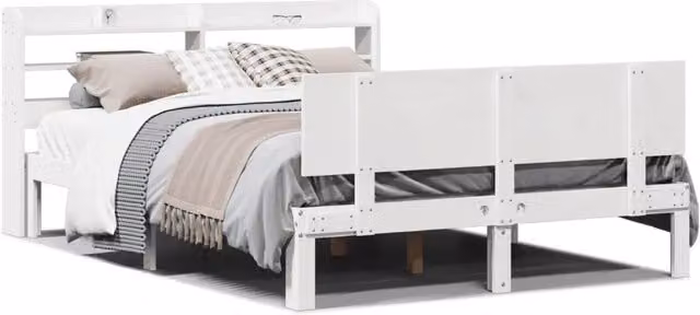 Letto matrimoniale | Letto per adulti | Giroletto con Testiera senza Materasso Bianco 140x200 cm