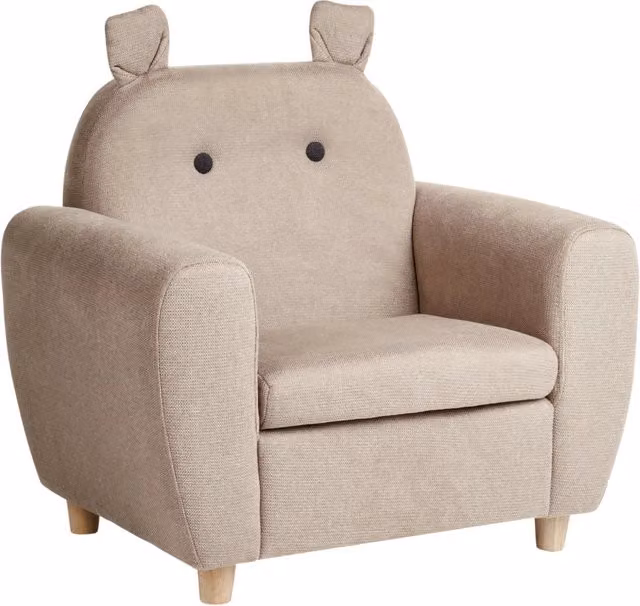 Sedia per bambini Beliani in tessuto beige con braccioli e struttura in legno design moderno