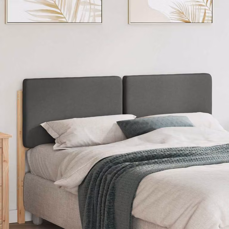 Testiera imbottita moderna vidaXL in pino massello, Marrone e Grigio, per letto 140x200 cm
