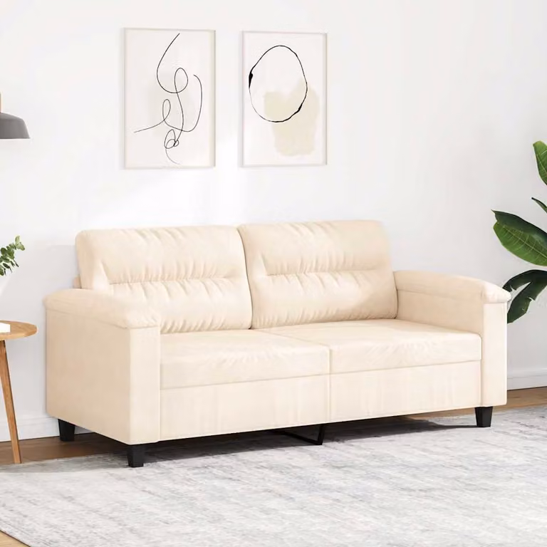 vidaXL Divano a 2 Posti Moderno in Microfibra Beige con Struttura in Metallo