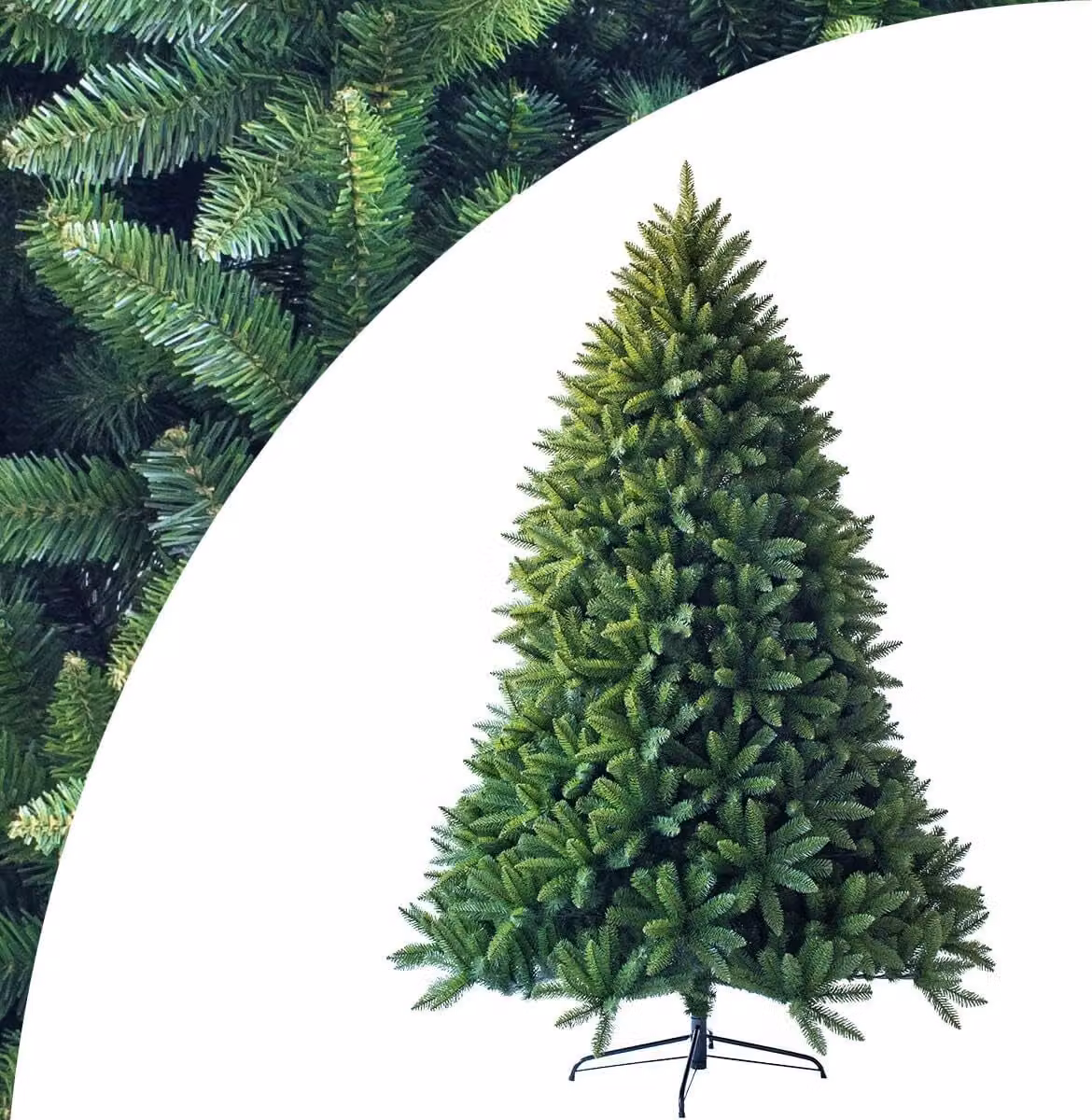 COSTWAY Albero di Natale artificiale da 180 cm, albero di Natale con supporto in metallo, albero di Natale con aghi in PVC, albero di Natale artificiale con sistema pieghevole, verde