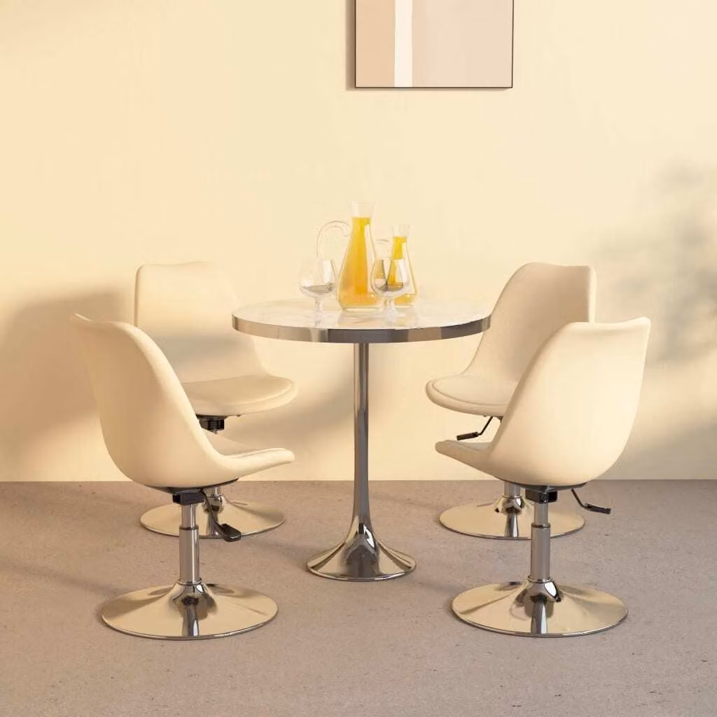 The Living Store Sedie da pranzo 4 pz. Girevoli in tessuto crema