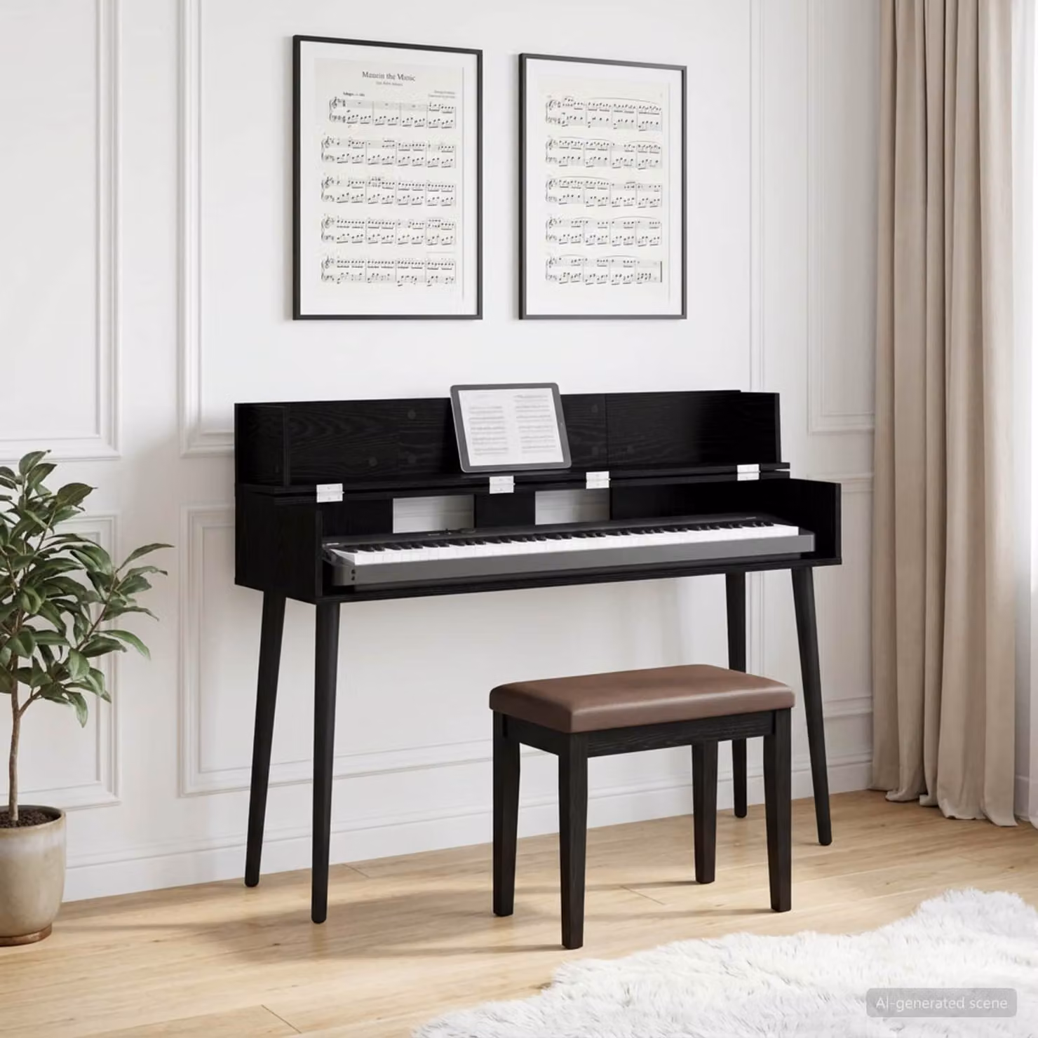 Scrivania da ufficio moderna vidaXL in MDF laminato nero L 130 cm x P 40 cm x H 19,5 cm