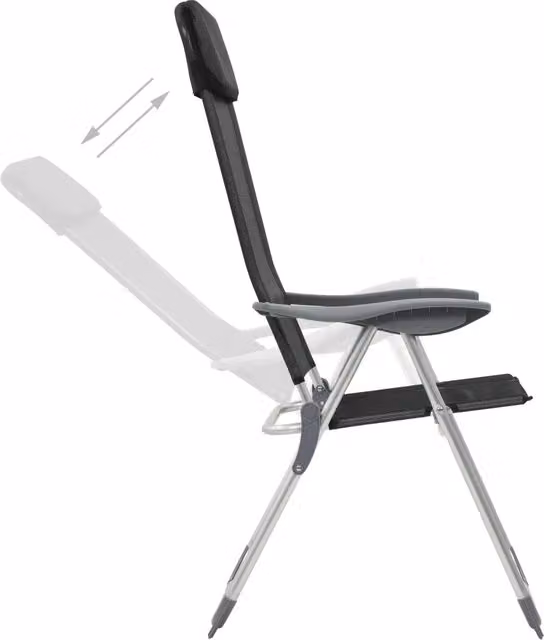 Sedie Pieghevoli da Campeggio 4 pz in Alluminio Nere 44308
