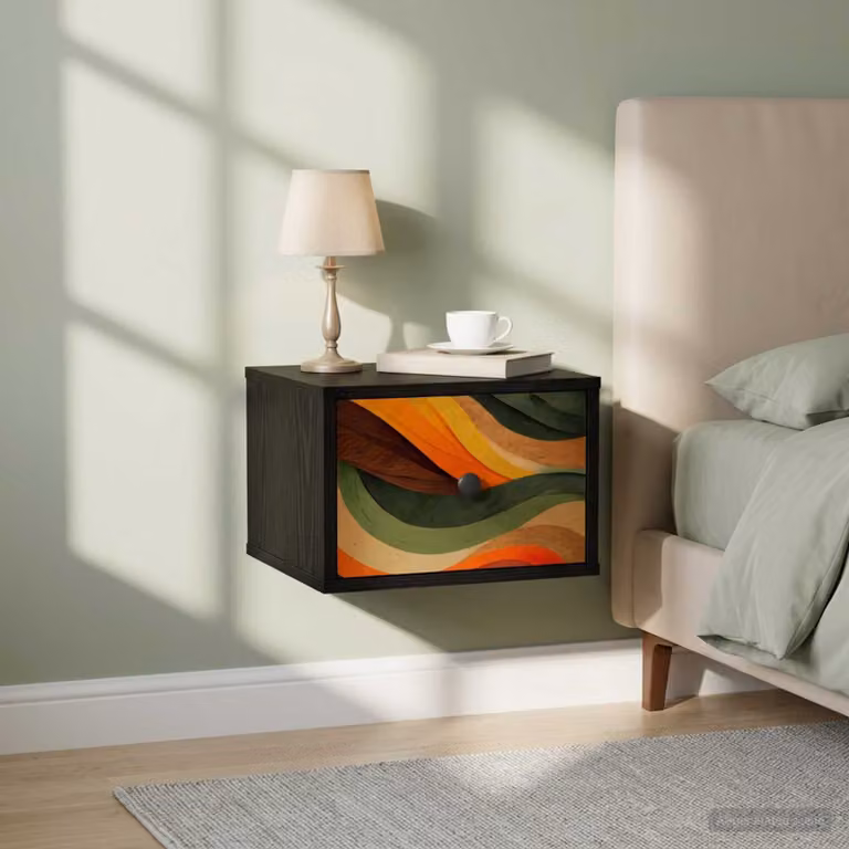 vidaXL Mobiletto da comodino a parete BONN Rovere Nero L: 36 cm, P: 33 cm, H: 25 cm