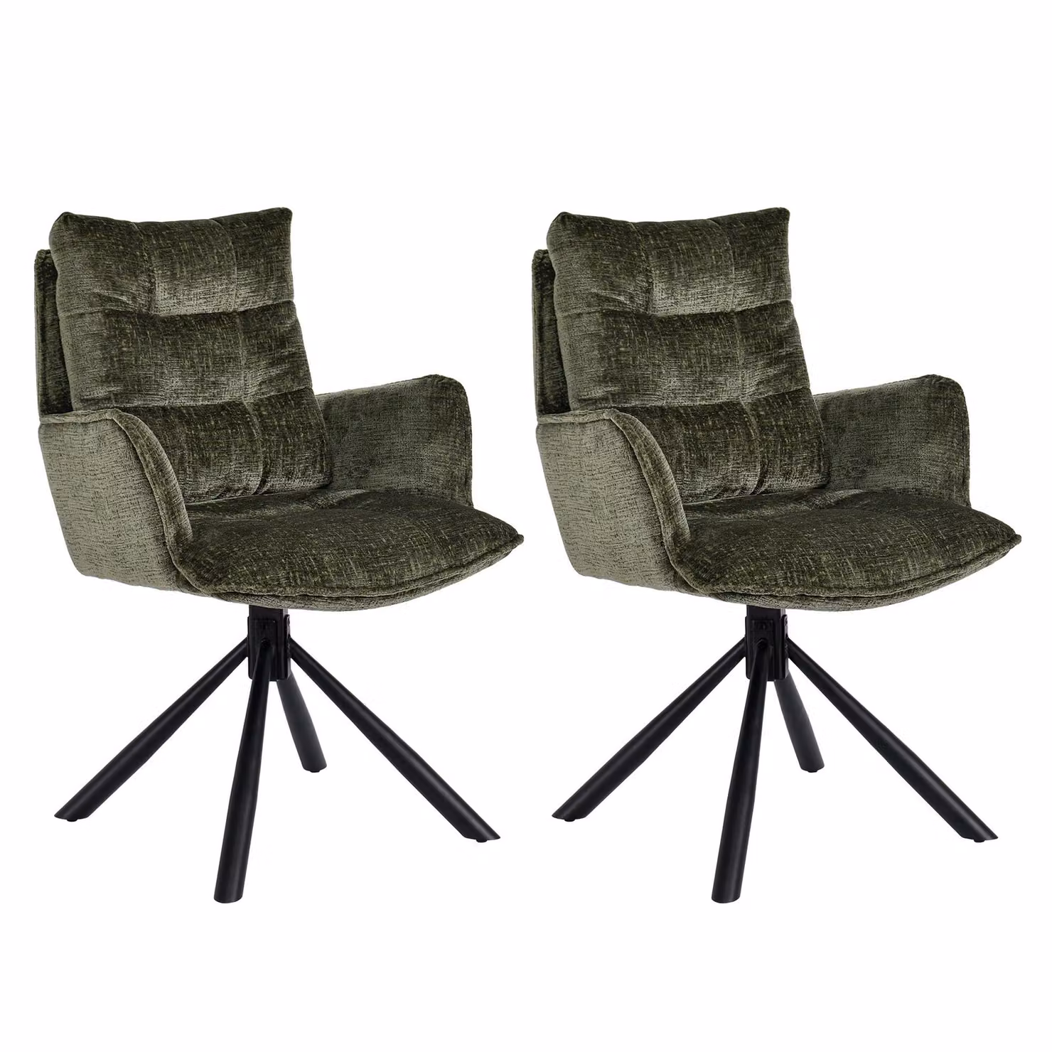 Duhome Sedia da pranzo girevole a 360° Set di 2 poltrone lounge Sedia in ciniglia con funzione di ritorno per ufficio, cucina, soggiorno, camera da letto, verde