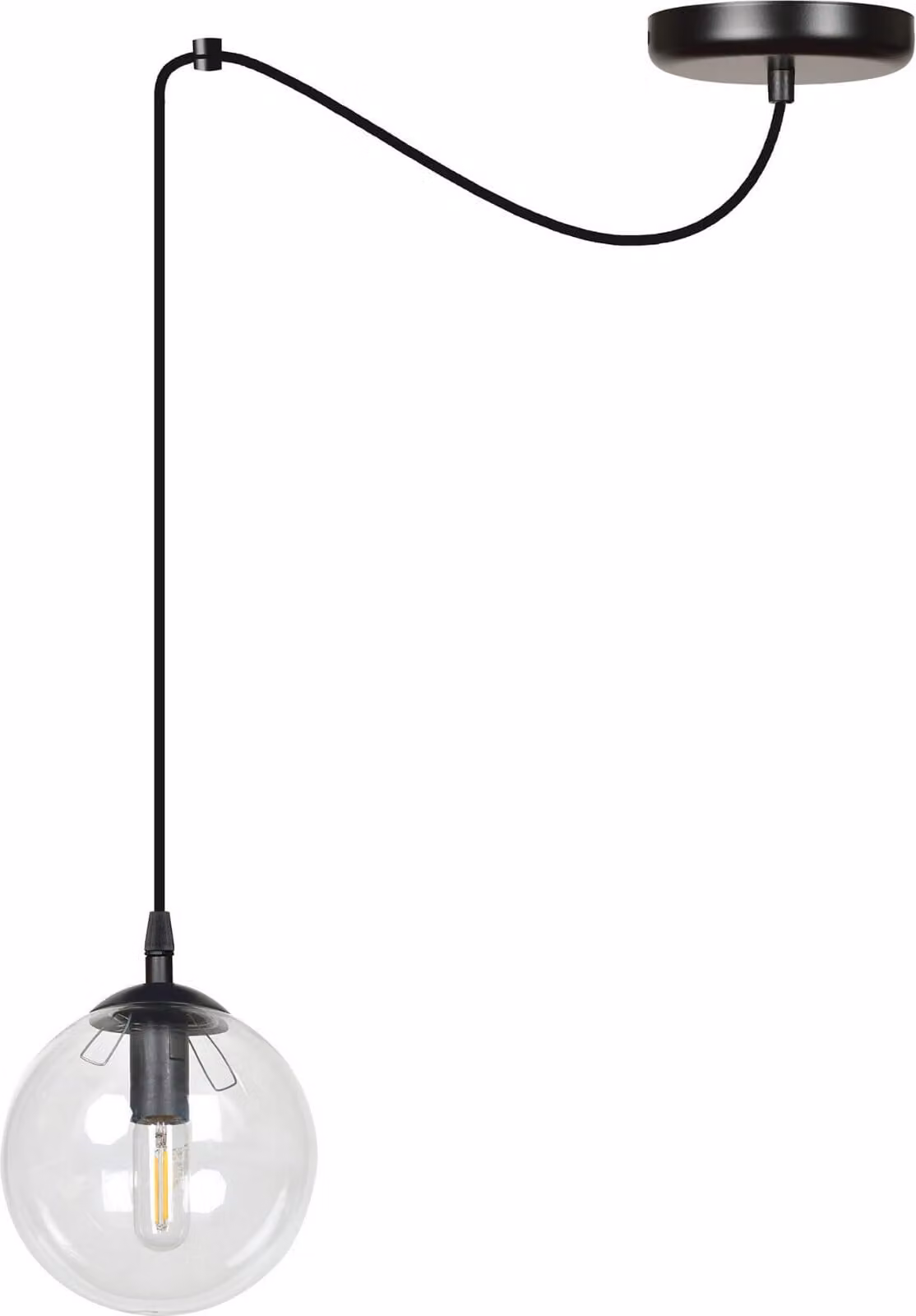 LAMPADA A SOSPENSIONE Emibig 1xE14 40W GIGI 1 NERO TRASPARENTE 936/1