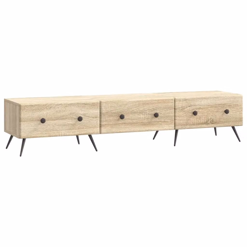 Mobile TV moderno vidaXL in legno color rovere e beige L: 147 cm, P: 34,5 cm, H: 30 cm – 2