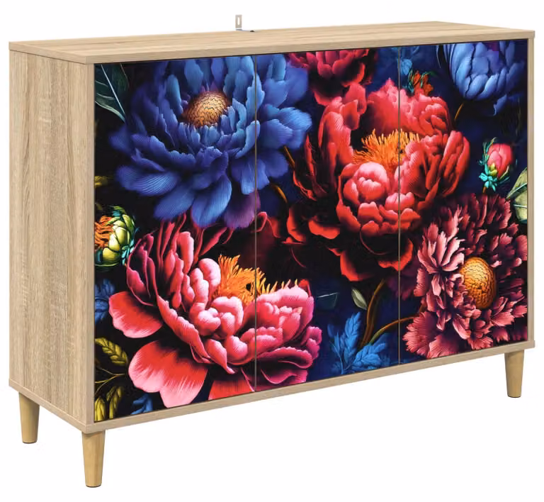 Mobile contenitore KIEL, finitura Sonoma, dimensioni 102 x 33 x 75 cm, realizzato in materiale composito di legno