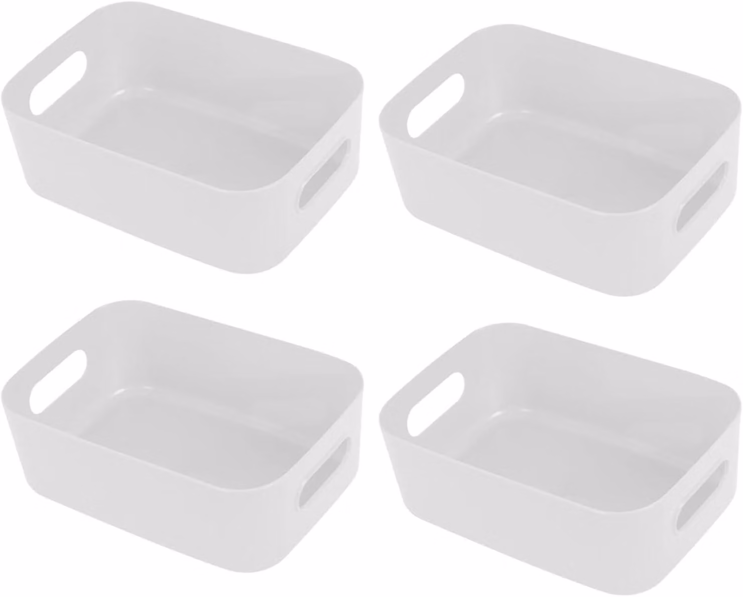 Contenitori di plastica, set da 4, dimensioni 21 x 14 x 7 cm, ideali per cucina e bagno