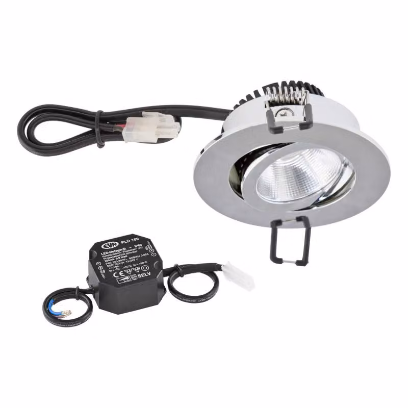 EVN P-LED da incasso a soffitto, rotonda e orientabile, cromata (STL) IP20 8,4 W 2700 K 960 lm 90 Ra dimmerabile, diametro di incasso 68 mm
