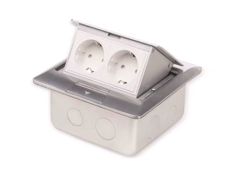LEDmaxx ALU1X2S Presa da pavimento IP20, alluminio, 230 V, 2000 W