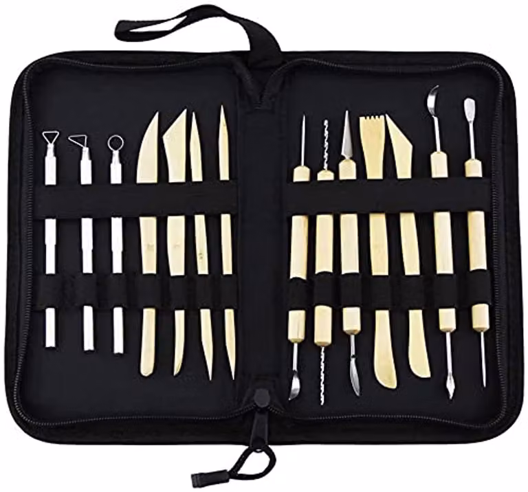 Set di 14 utensili per la Vetroceramica, con custodia, in legno e acciaio inossidabile