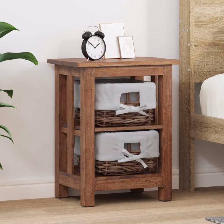 vidaXL Tavolo laterale rettangolare in legno marrone L/P/H: 38 x 28 x 50 cm