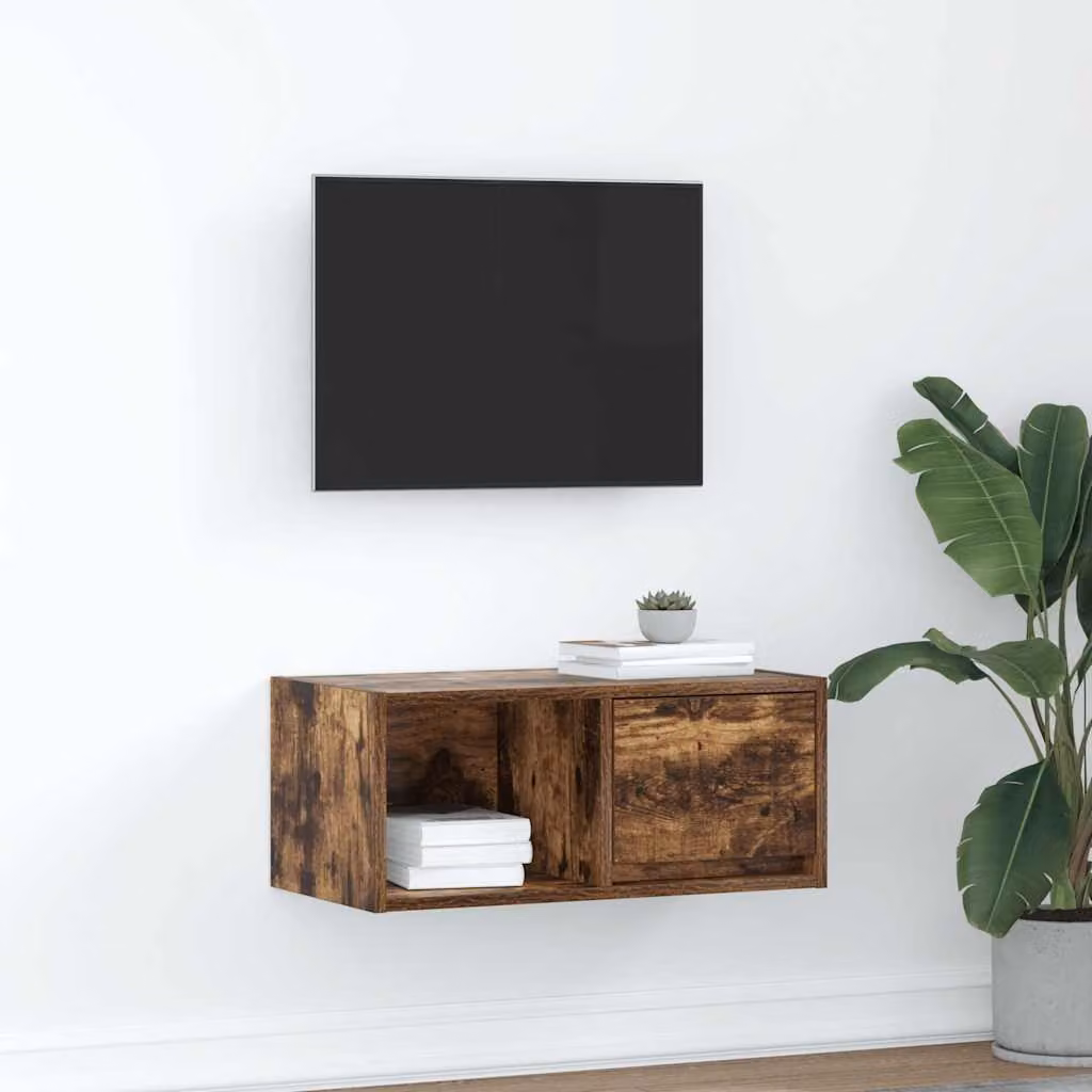Mobile Porta TV vidaXL Rovere Fumo in Legno Multistrato Marrone L 60 cm, P 31 cm, H 25,5 cm