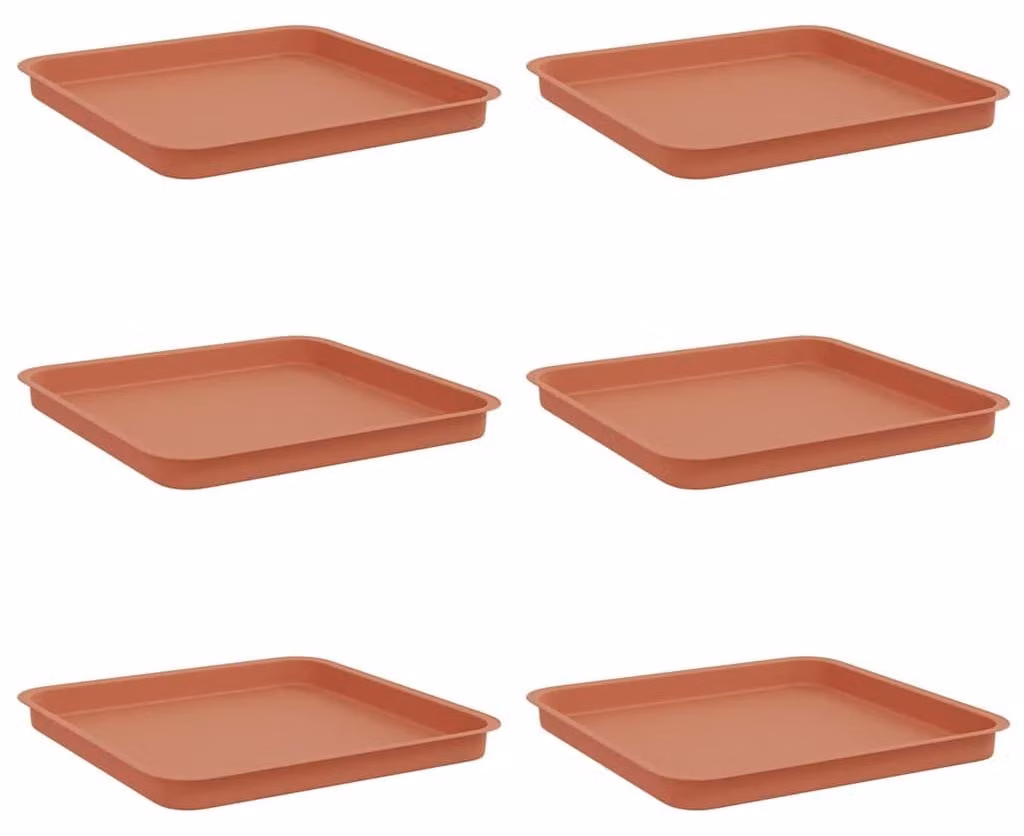 Vassoio Quadrato per Fiori 6 pcs Rosso Mattone 36 x 36 x 2.5 cm
