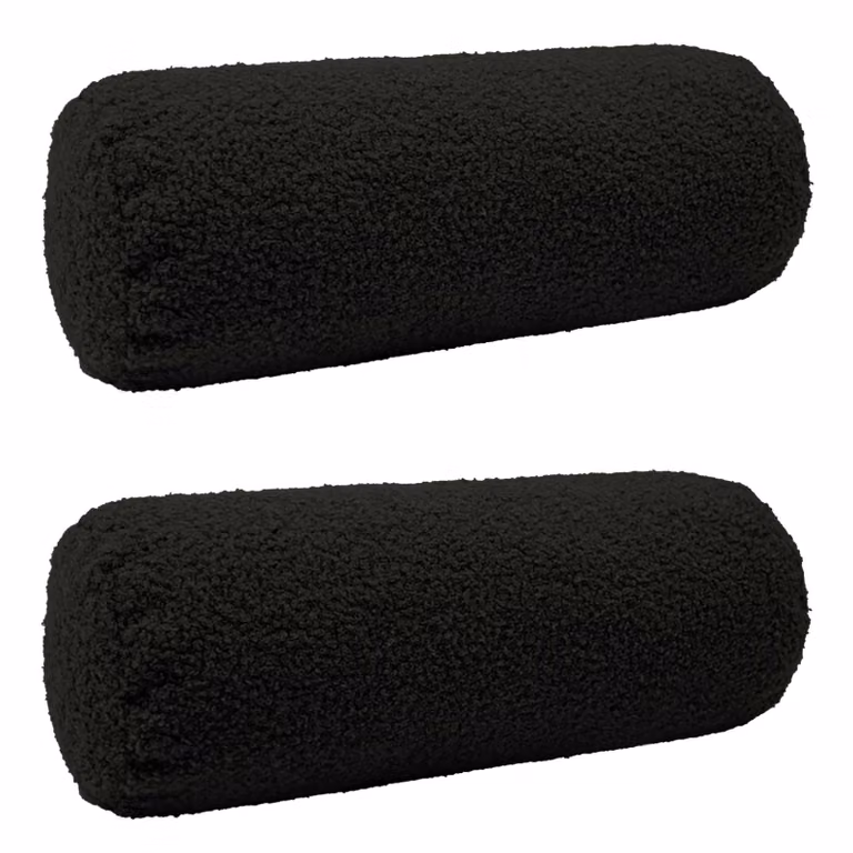 Set di 2 federe vidaXL HEERLEN nere in tessuto bouclé, forma ovale, L: 40 cm x P: 15 cm