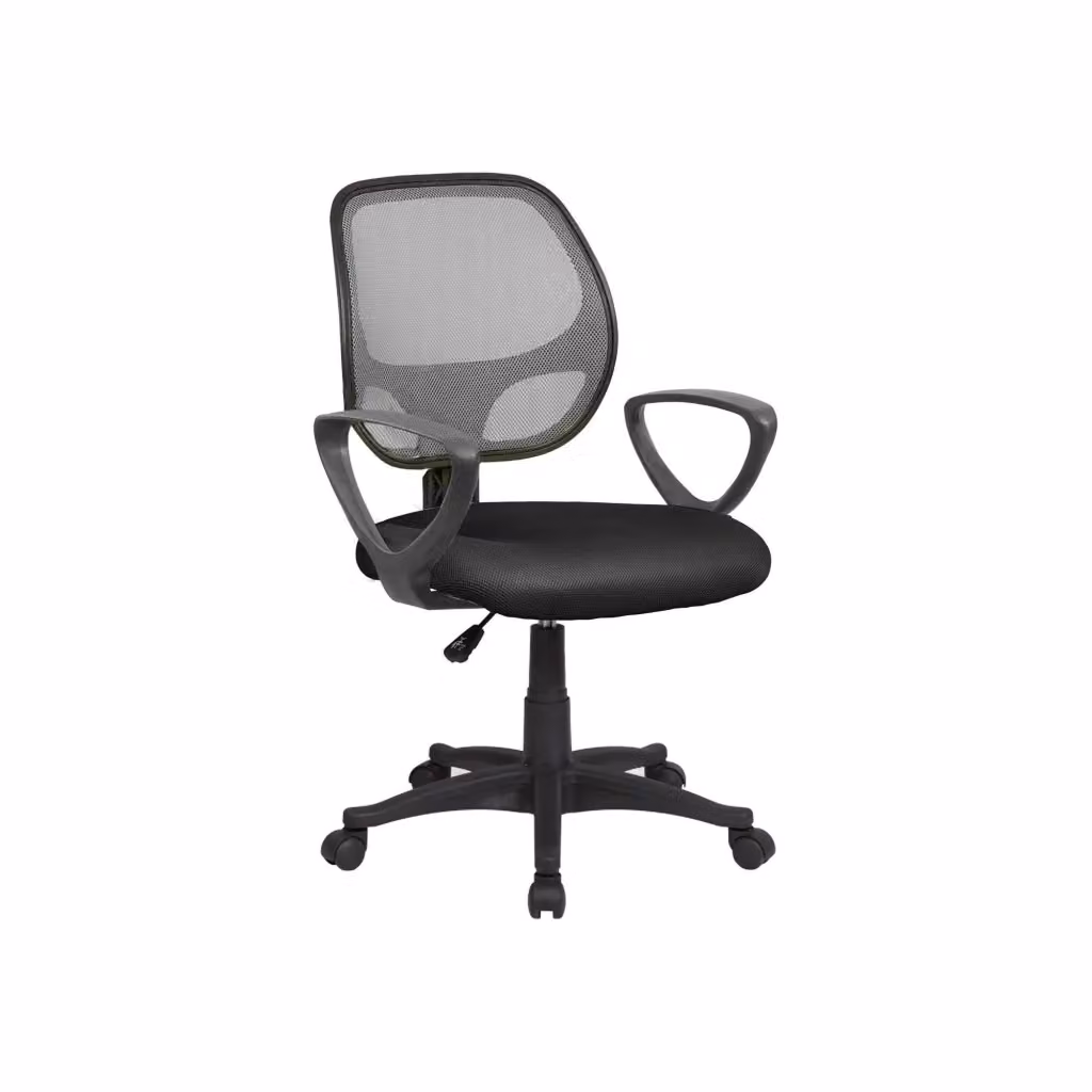 Sedia da ufficio operativa DMORA Filiberta con braccioli e seduta ergonomica in rete, Nero e Grigio, L: 56 cm, P: 57 cm, H: 88/100 cm – 2