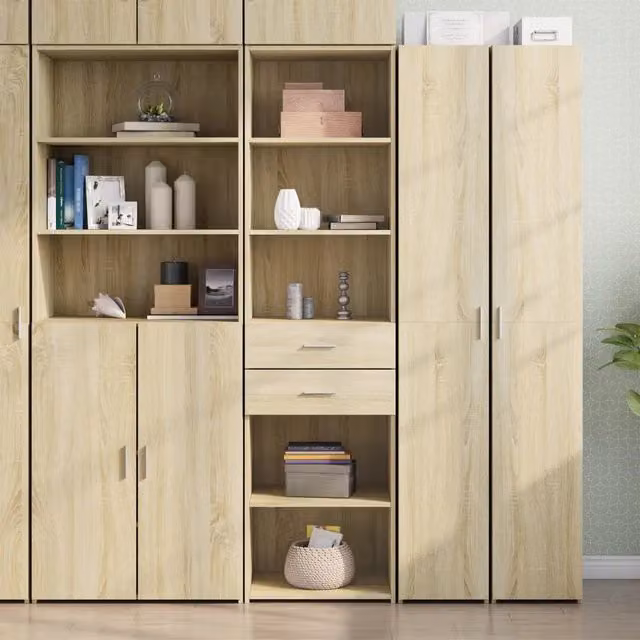 Credenza-Buffet-Armadio da cucina Rovere Sonoma 50x42,5x185 cm in Legno Multistrato 389688