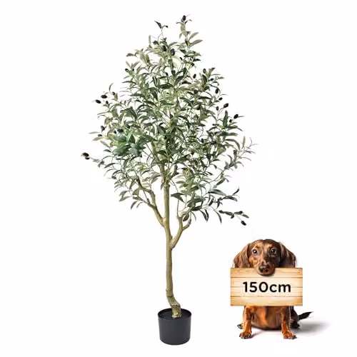 Olivo artificiale, 150 cm, pianta artificiale realistica, decorazione per soggiorno, camera da letto, ufficio